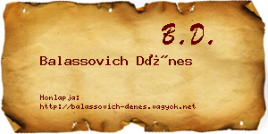 Balassovich Dénes névjegykártya